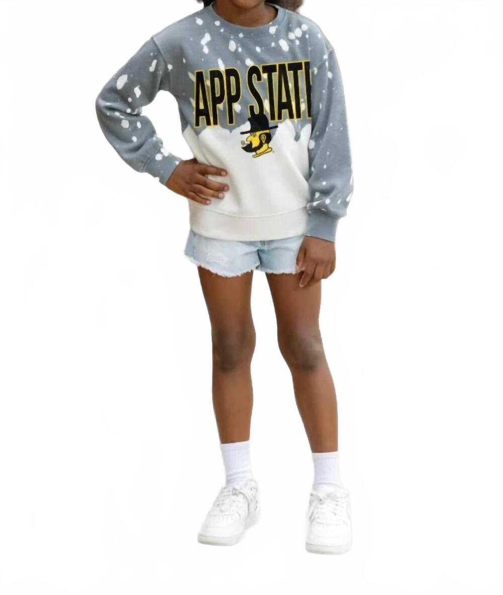 NEW GAMEDAY COUTURE appalachian state mountaineers faded crewneck sweater in gre